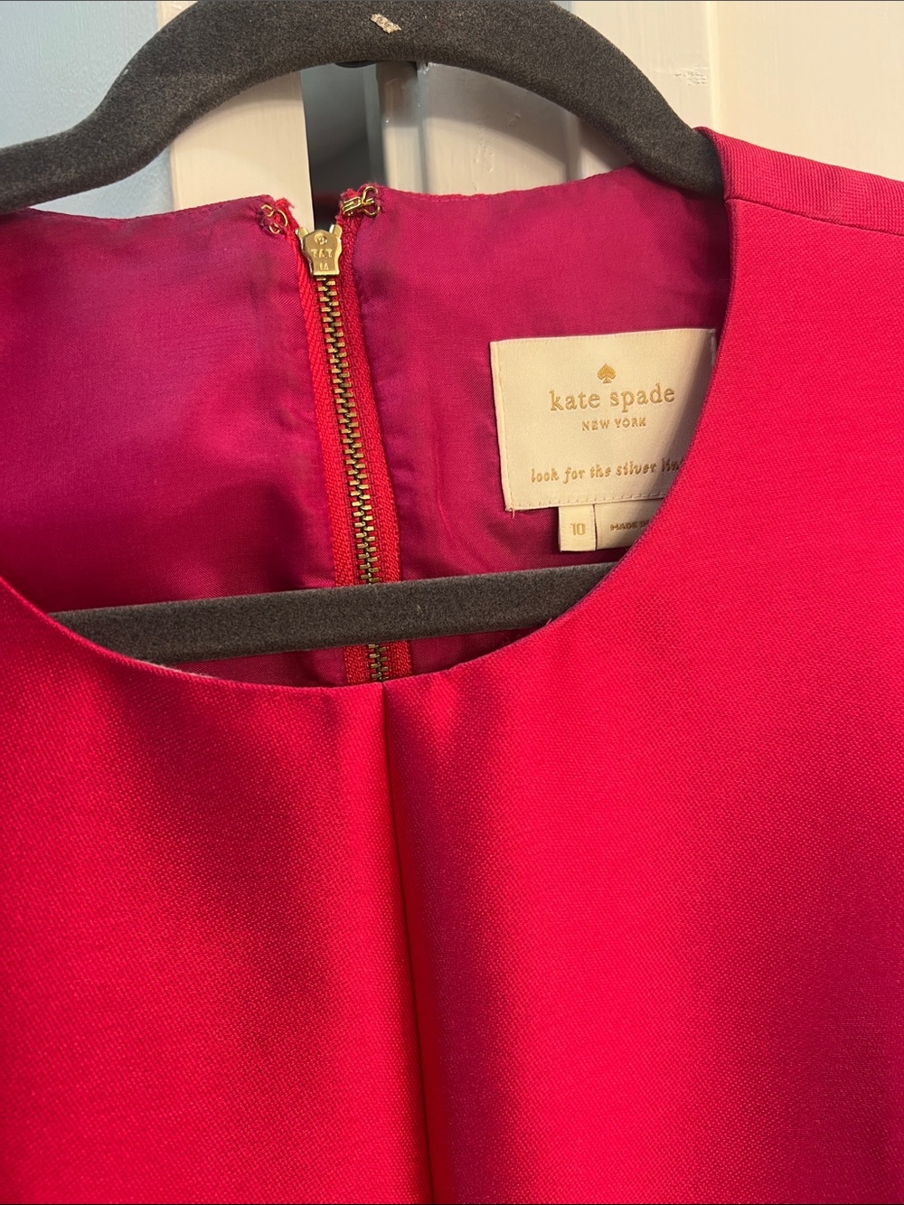 kate spade Hot Pink Crewneck Sheath Dress with Gold Zipper